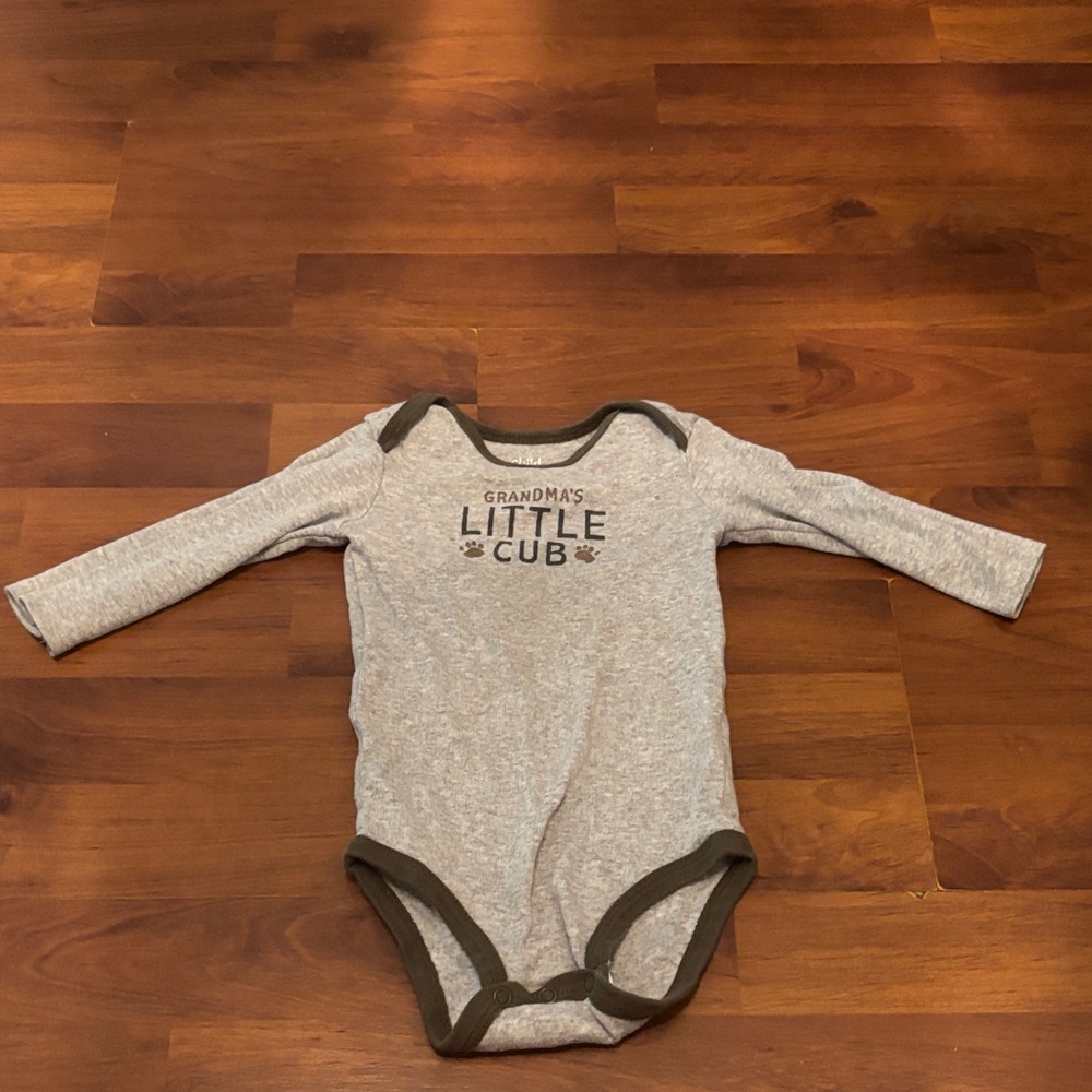 Child of Mine Gray Bodysuit with Brown Trim